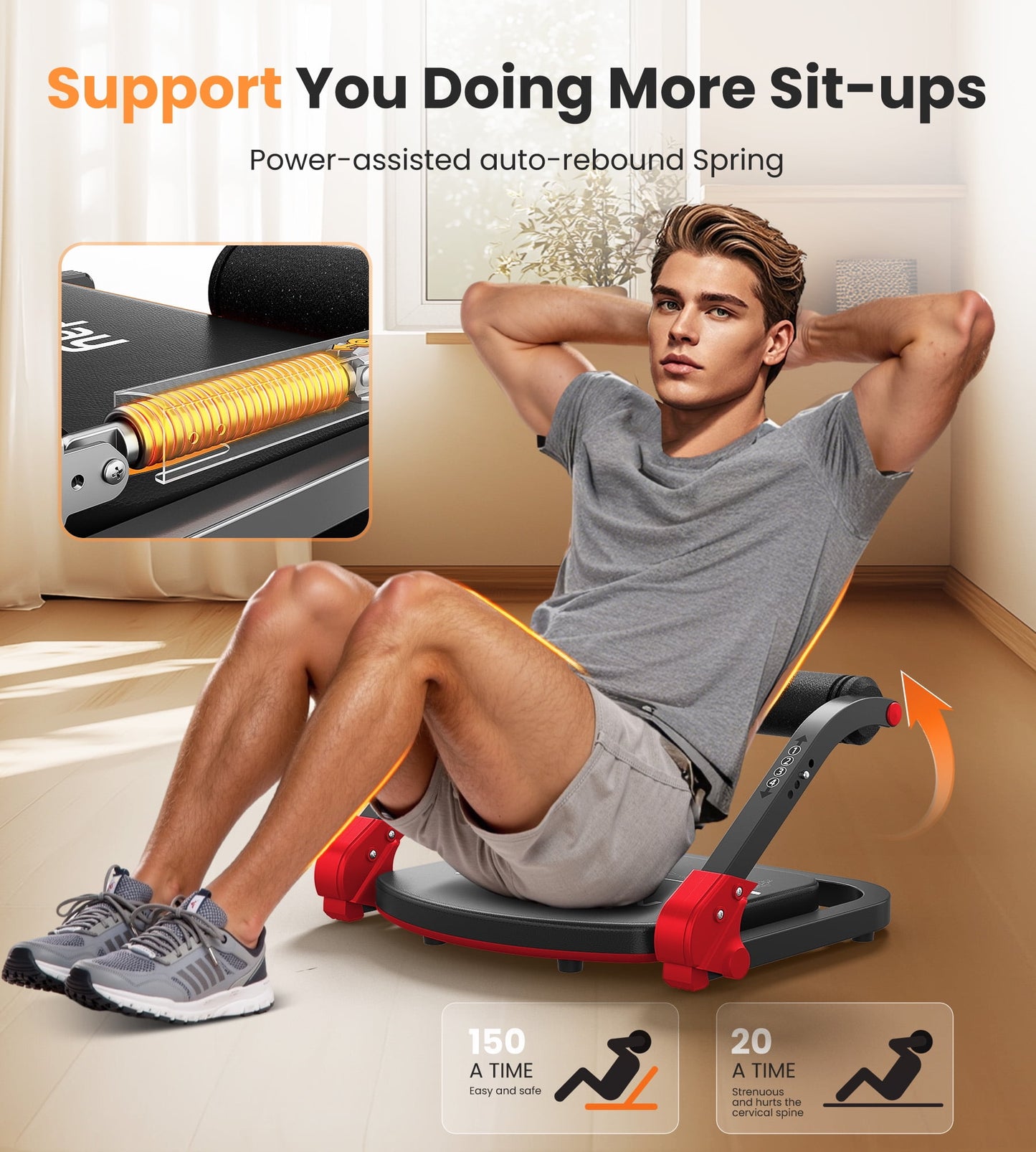 Ab Workout Equipment, Ab Machine for Stomach Workout, Ab Trainer Machine for Home, Ab Crunch Machine for Home Exercise, Sit Up Machine with Resistance Bands and 330 LBS Weight Capacity