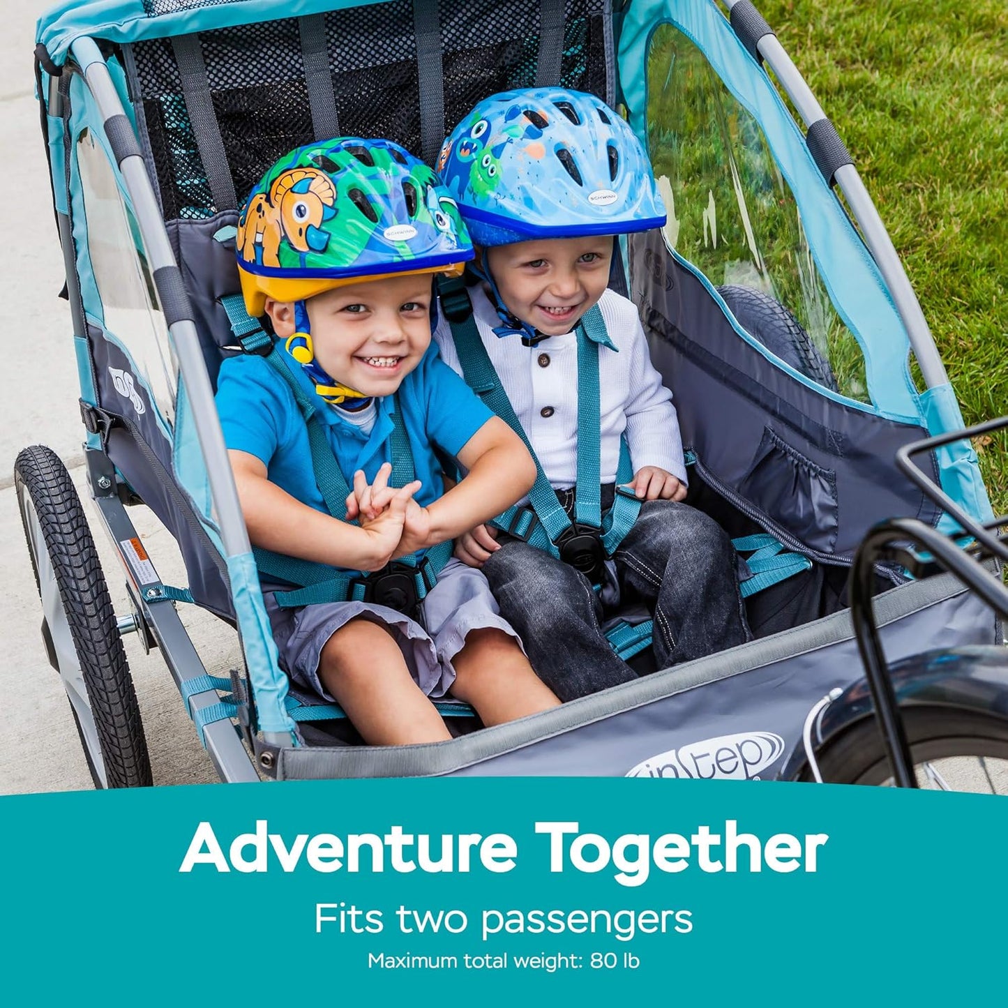 Kids Bike Trailer, Single or Double Seat, Universal Coupler, Folding Frame, Quick-Release Wheels, Canopy with Bug Screen and Weather Shield, Bike Trailer for Kids