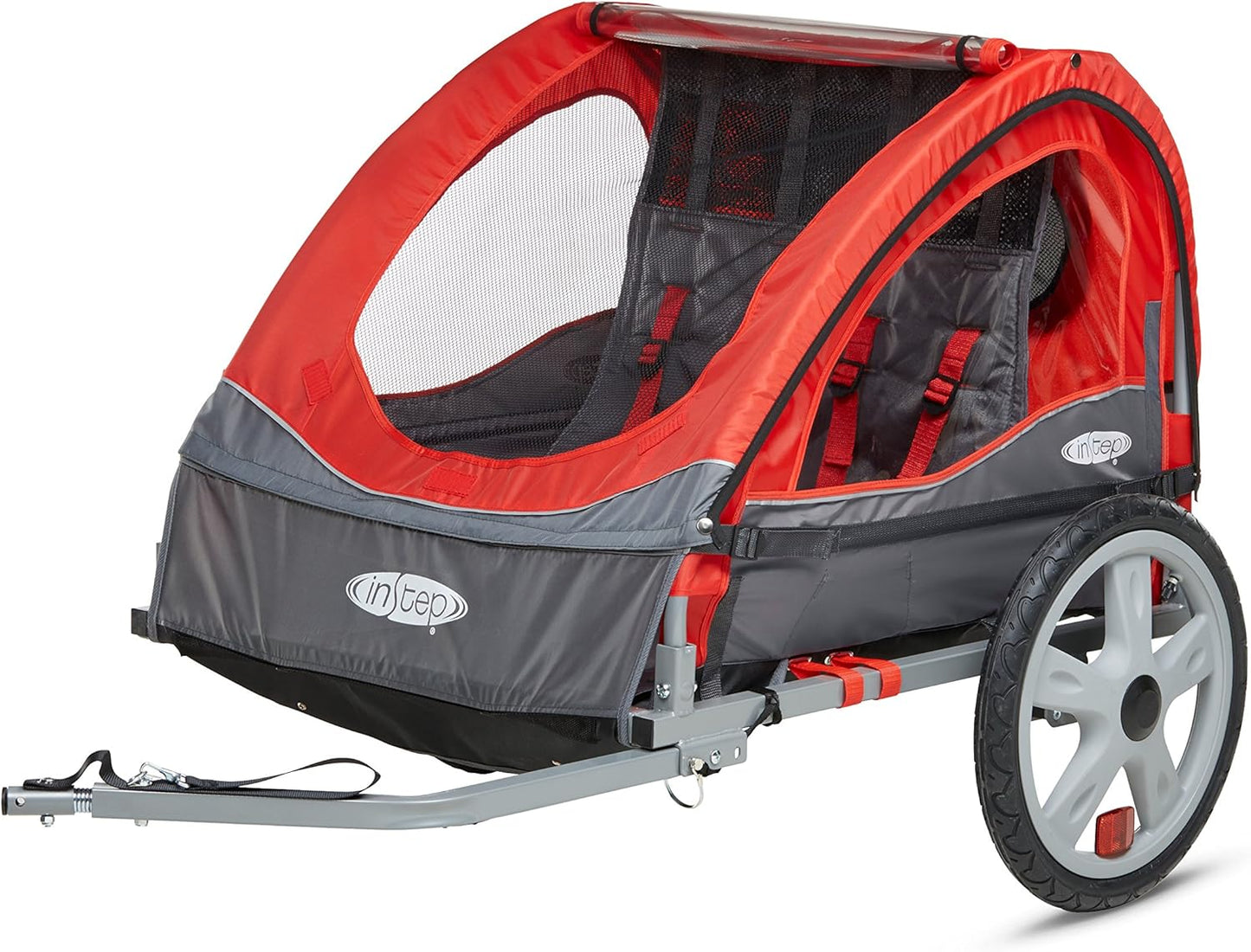 Kids Bike Trailer, Single or Double Seat, Universal Coupler, Folding Frame, Quick-Release Wheels, Canopy with Bug Screen and Weather Shield, Bike Trailer for Kids