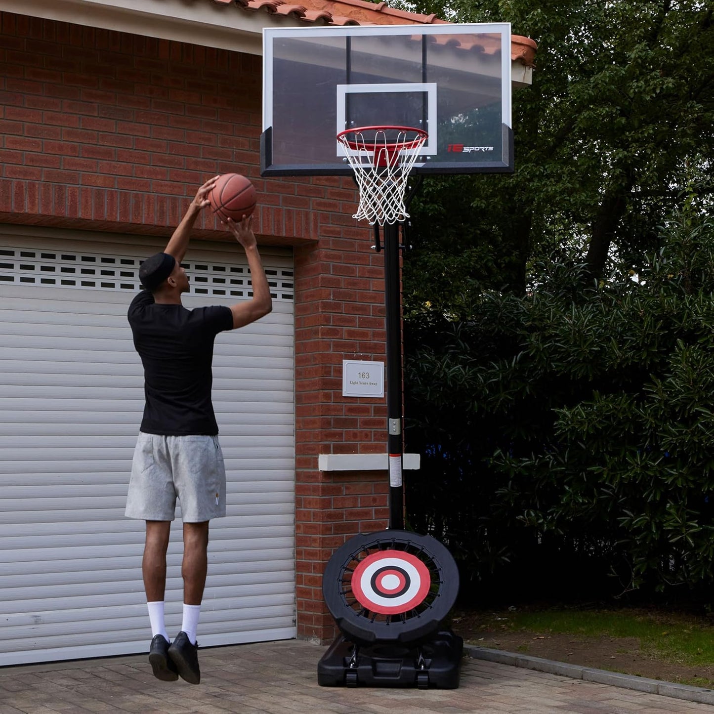 Portable Basketball Hoop with 7.5-10 Ft. Adjustable Height & Rebounder
