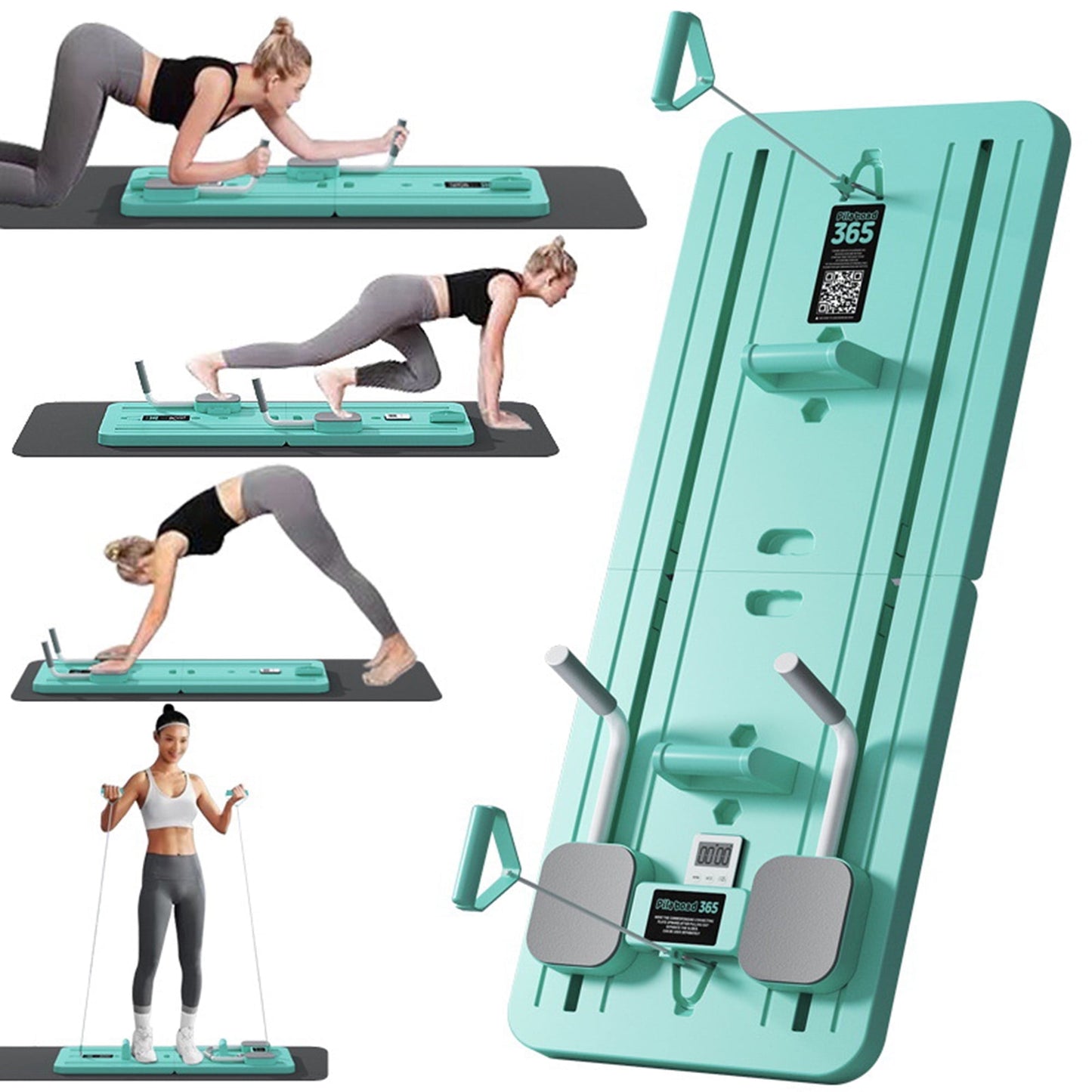 Multi-Function Compact Core & Ab Trainer, Full-Body Workout Reformer for Home Gym, 4-in-1 Fitness Equipment (Purple)