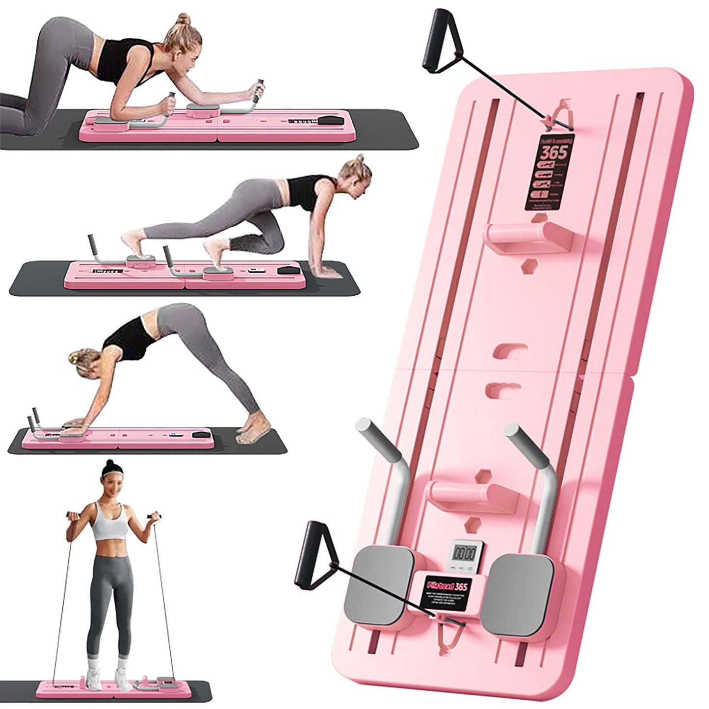 Multi-Function Compact Core & Ab Trainer, Full-Body Workout Reformer for Home Gym, 4-in-1 Fitness Equipment (Purple)
