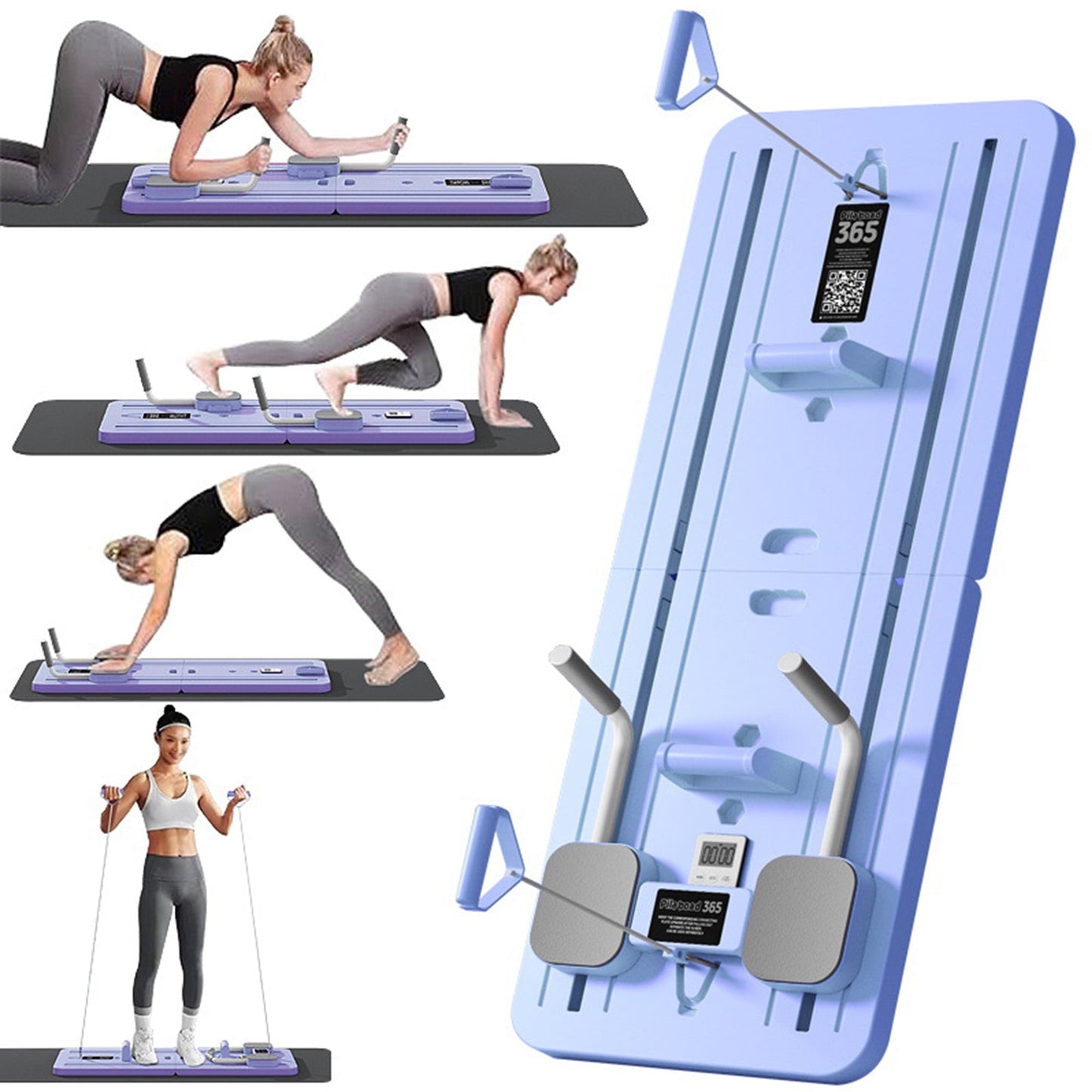 Multi-Function Compact Core & Ab Trainer, Full-Body Workout Reformer for Home Gym, 4-in-1 Fitness Equipment (Purple)