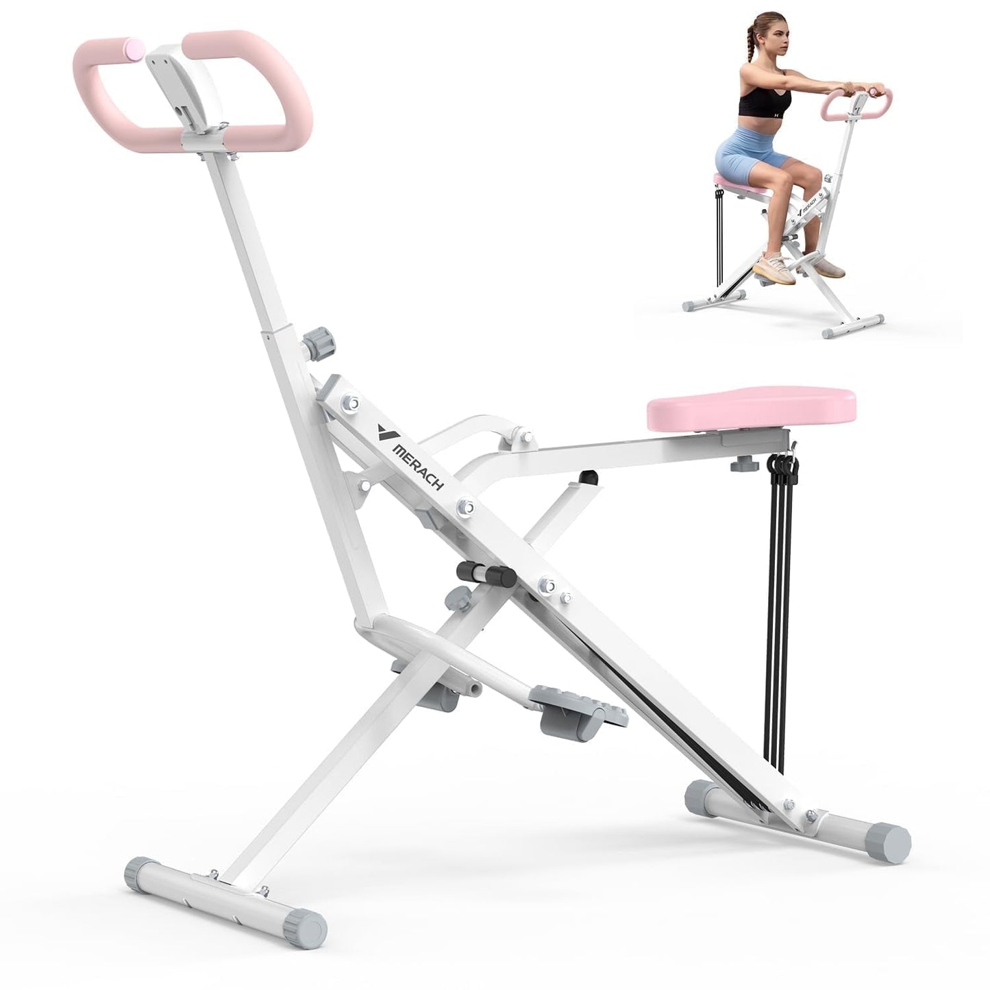 Squat Assist Trainer Foldable Glutes Leg Workout Machine with 3 Tension Bands, 350 lbs