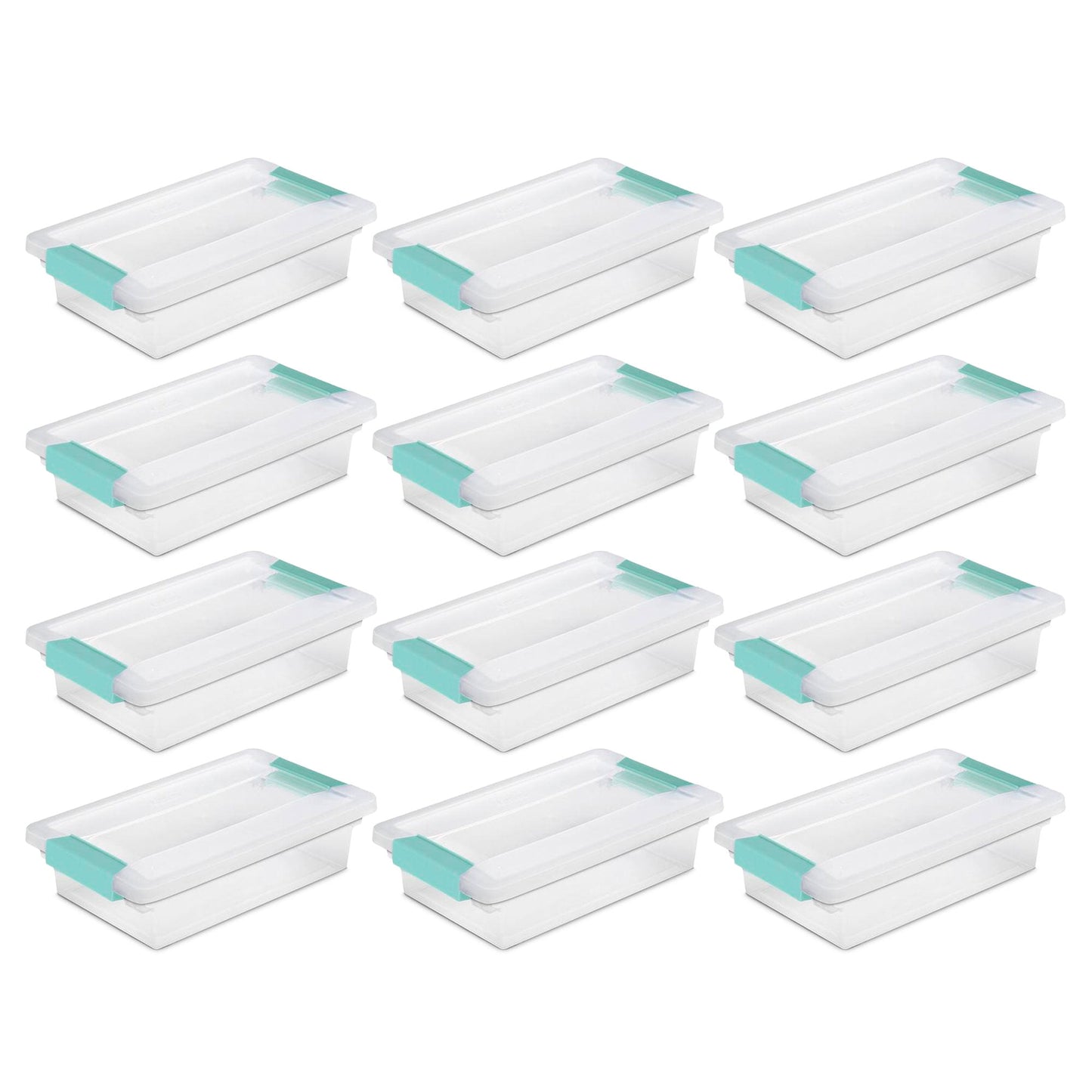 Sterilite Small Clip Box Clear Storage Tote Container w/ Lid, (12 Pack)