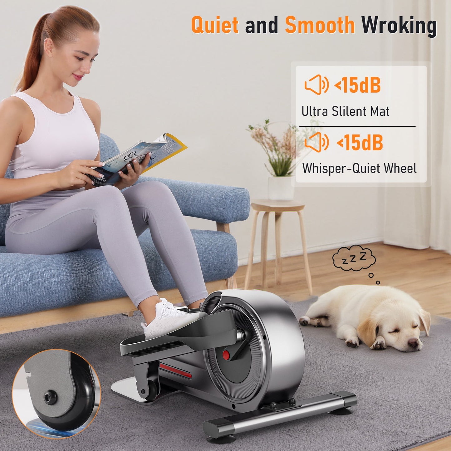 Under Desk Elliptical Portable Pedal Exerciser Equipment for Senior Leg Workout Home Office Fitness