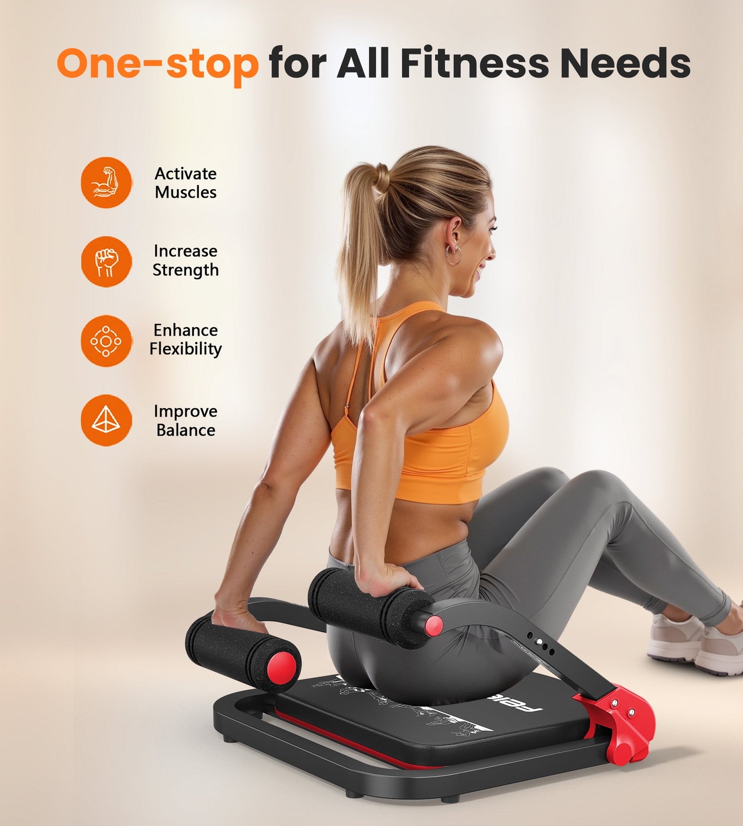Ab Workout Equipment, Ab Machine for Stomach Workout, Ab Trainer Machine for Home, Ab Crunch Machine for Home Exercise, Sit Up Machine with Resistance Bands and 330 LBS Weight Capacity