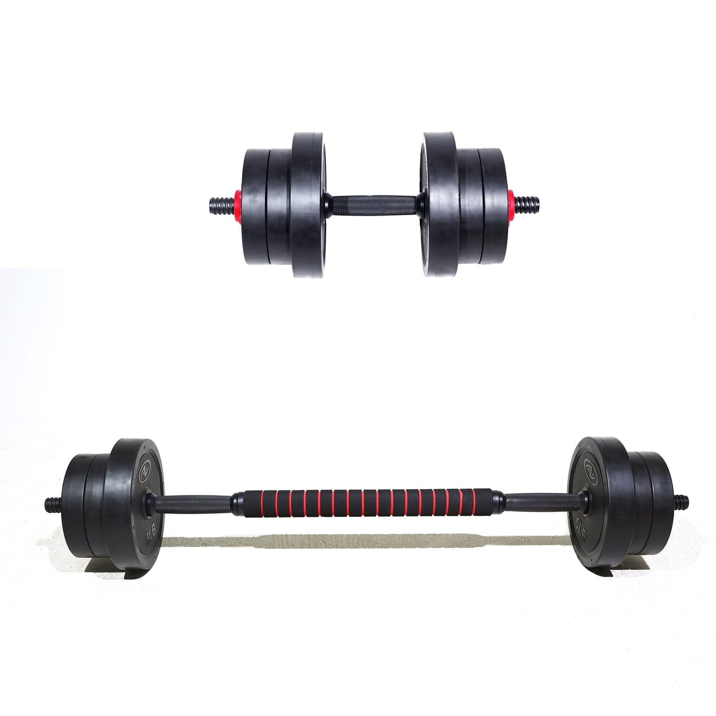 40LB 5 in 1 Adjustable Dumbbell Set , Fitness Exercises for Home Gym, Black, 1-inch Holes Fit Standard Sized Bar