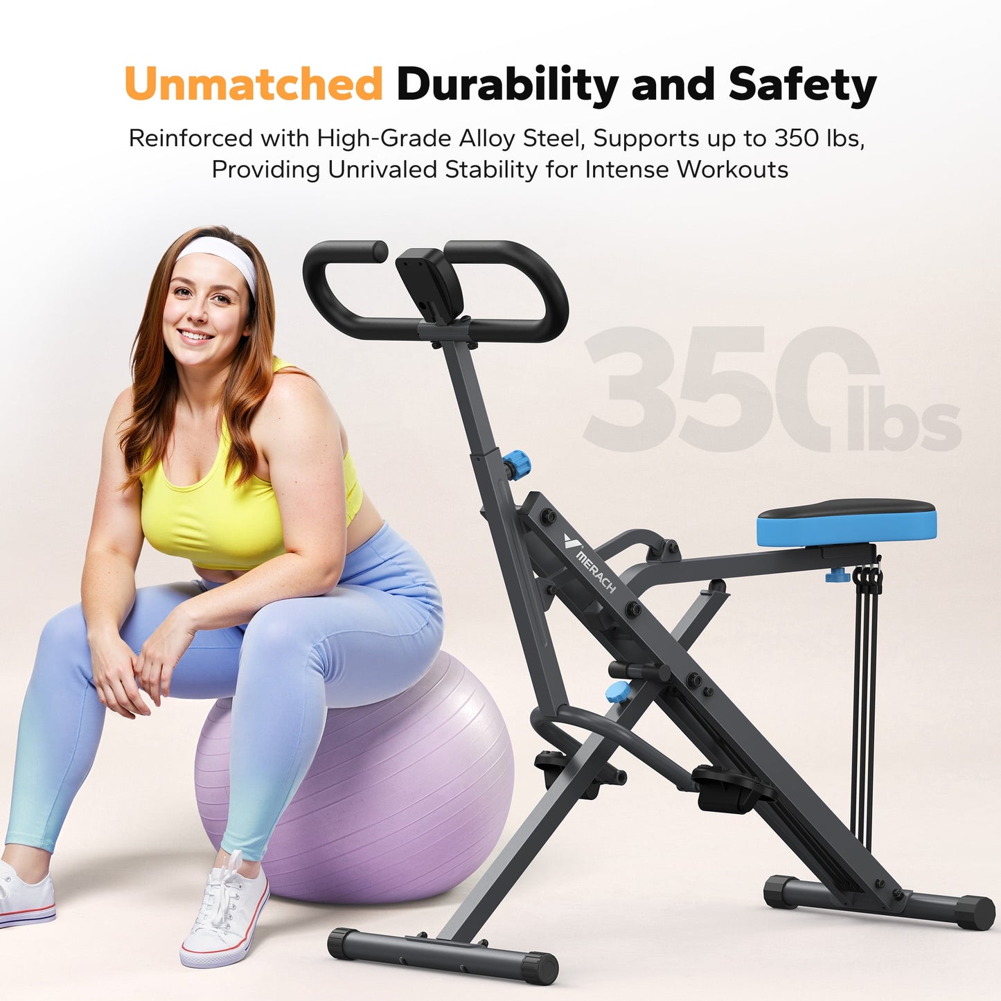 Squat Assist Trainer Foldable Glutes Leg Workout Machine with 3 Tension Bands, 350 lbs