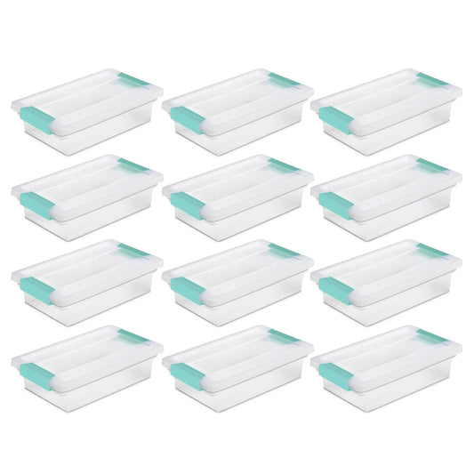 Sterilite Small Clip Box Clear Storage Tote Container w/ Lid, (12 Pack)