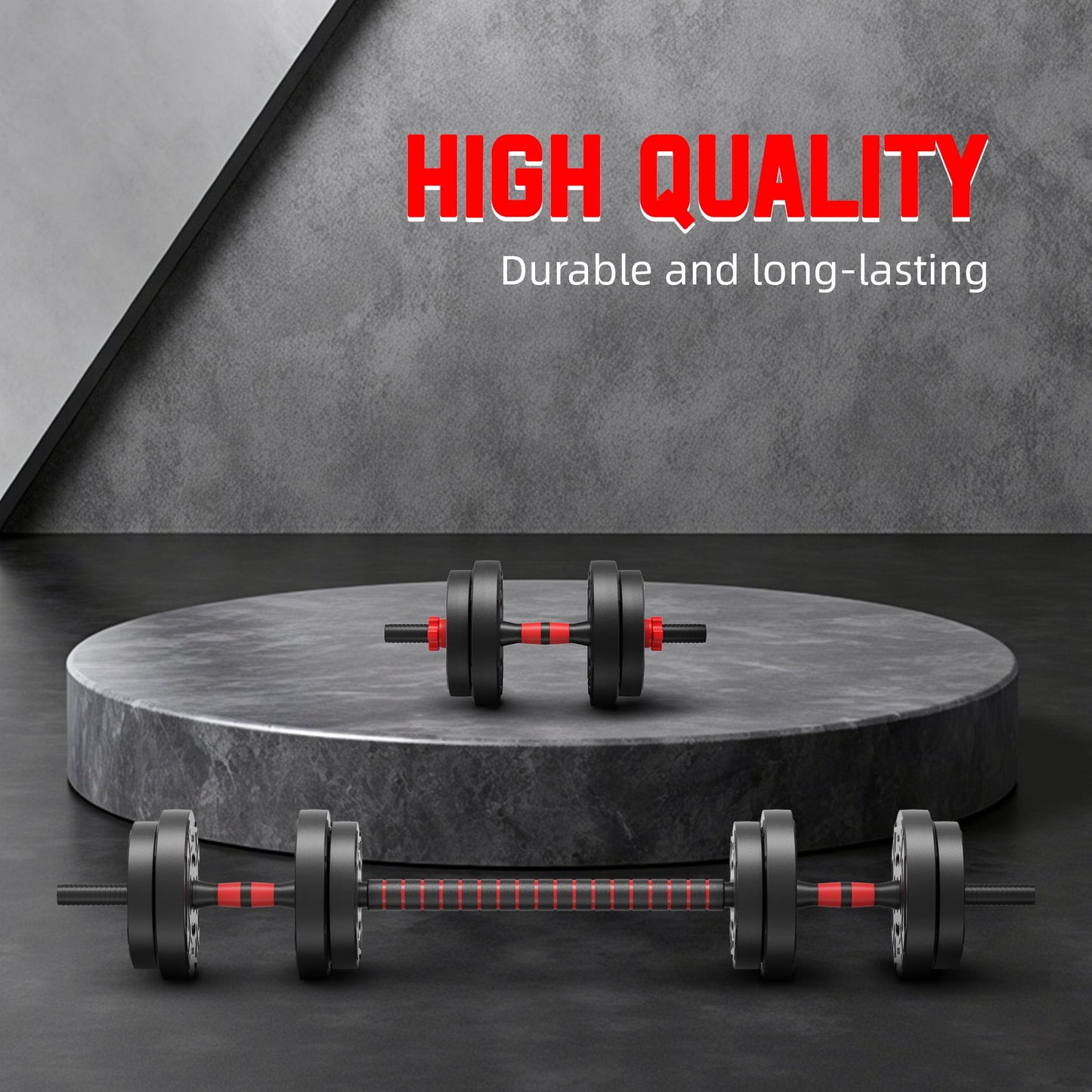 40LB 2-in-1 Adjustable Dumbbell Set - Convertible to Barbell & Kettlebell, 12 Weight Plates (4LB, 5LB, 6LB), Non-Slip Handles, Durable PE Material, Home Gym Fitness Equipment