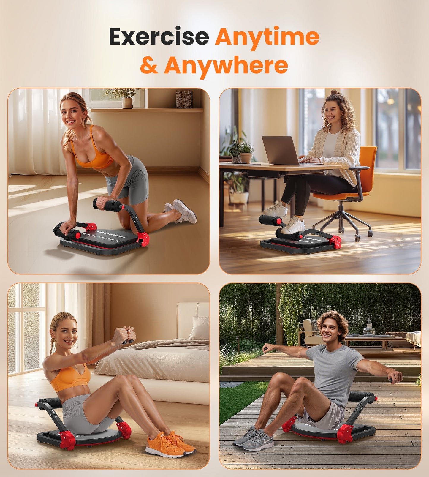 Ab Workout Equipment, Ab Machine for Stomach Workout, Ab Trainer Machine for Home, Ab Crunch Machine for Home Exercise, Sit Up Machine with Resistance Bands and 330 LBS Weight Capacity
