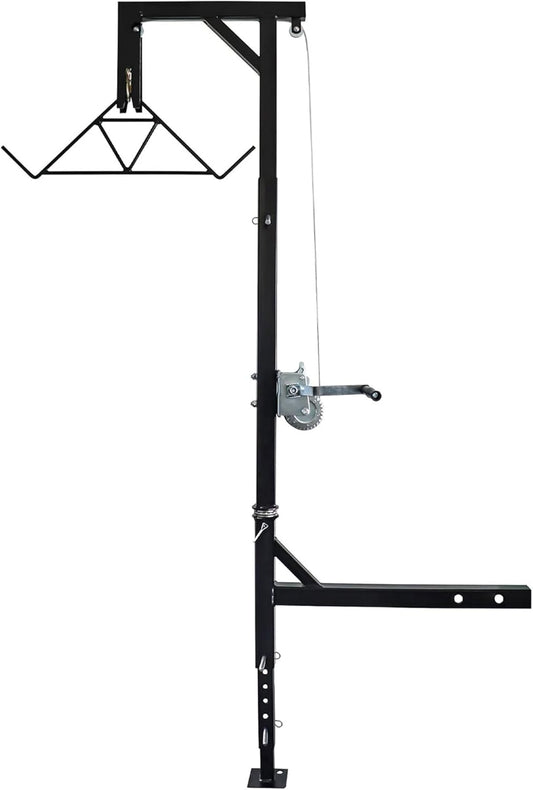 Truck Hitch Game Hoist Complete Kit with Winch and Gambrel, 400 lb Capacity - Hunting Game Skinning and Cleaning Accessory with 360-Degree Swivel Shaft and Adjustable Height