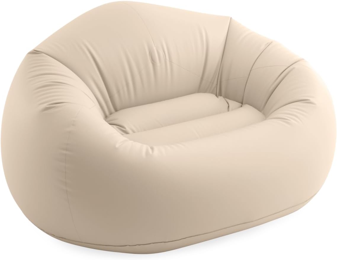 Beanless Bag Inflatable Lounge Chair: Corduroy Textured Flocking – Durable Vinyl – Folds Compactly – 220lb Weight Capacity – 45" x 45" x 28"