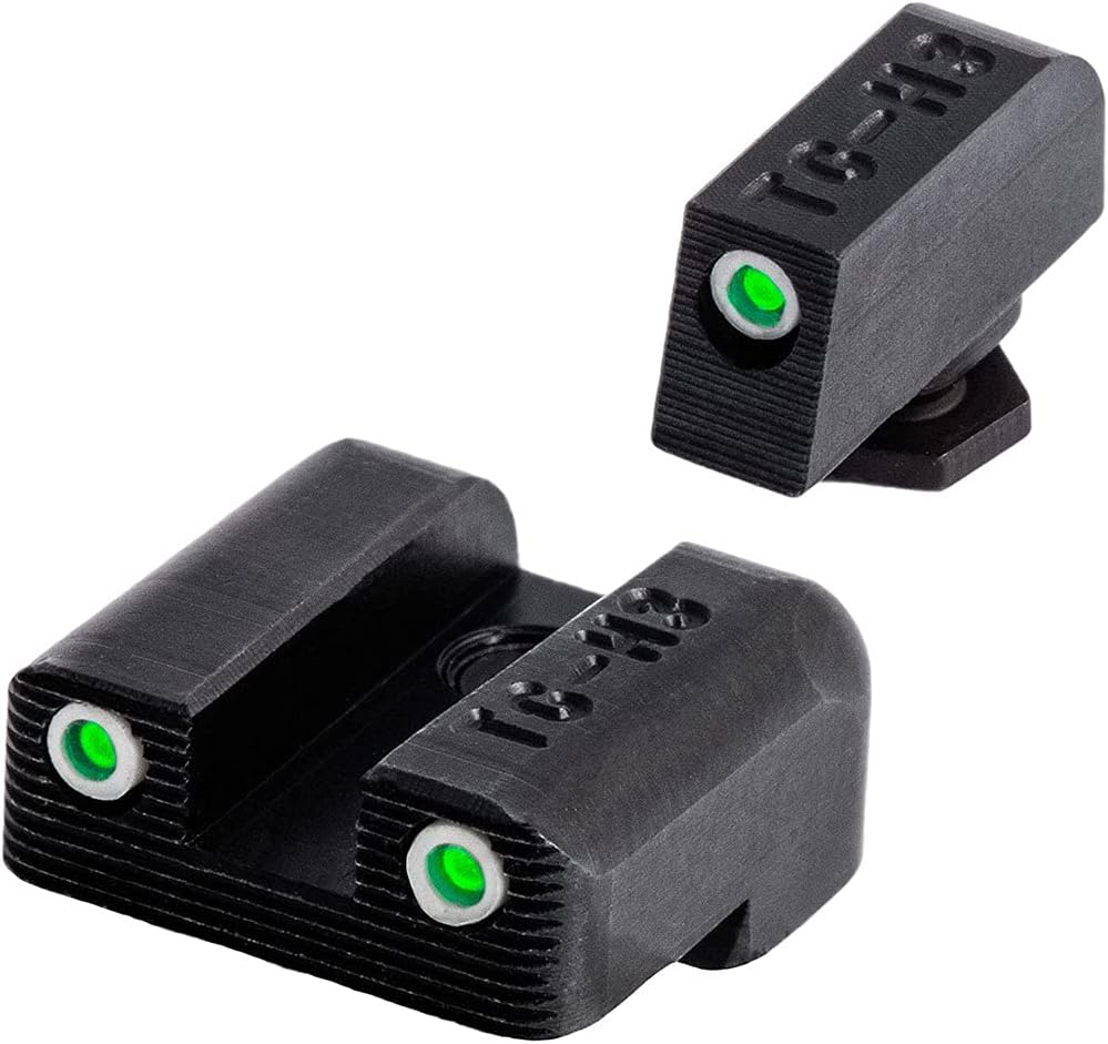 Tritium Handgun Sight | High-Visible Front & Rear Night Sights with Daylight White Dots & Low-Light Tritium Dots, Compatible with Glock Handguns