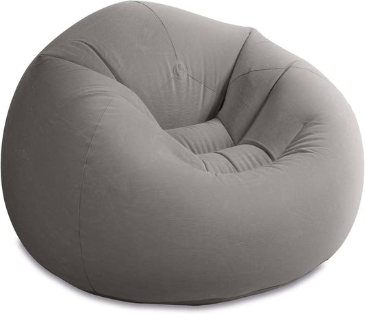 Beanless Bag Inflatable Lounge Chair: Corduroy Textured Flocking – Durable Vinyl – Folds Compactly – 220lb Weight Capacity – 45" x 45" x 28"