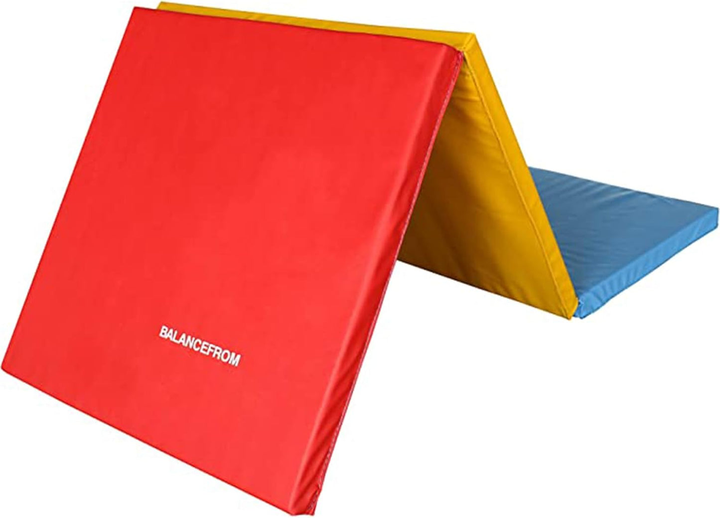 Folding Gymnastics Mat, Thick Home Gym Floor Yoga Equipment, Blue - Portable Exercise and Workout Pad for Pilates, Aerobics, and Martial Arts Fitness Training