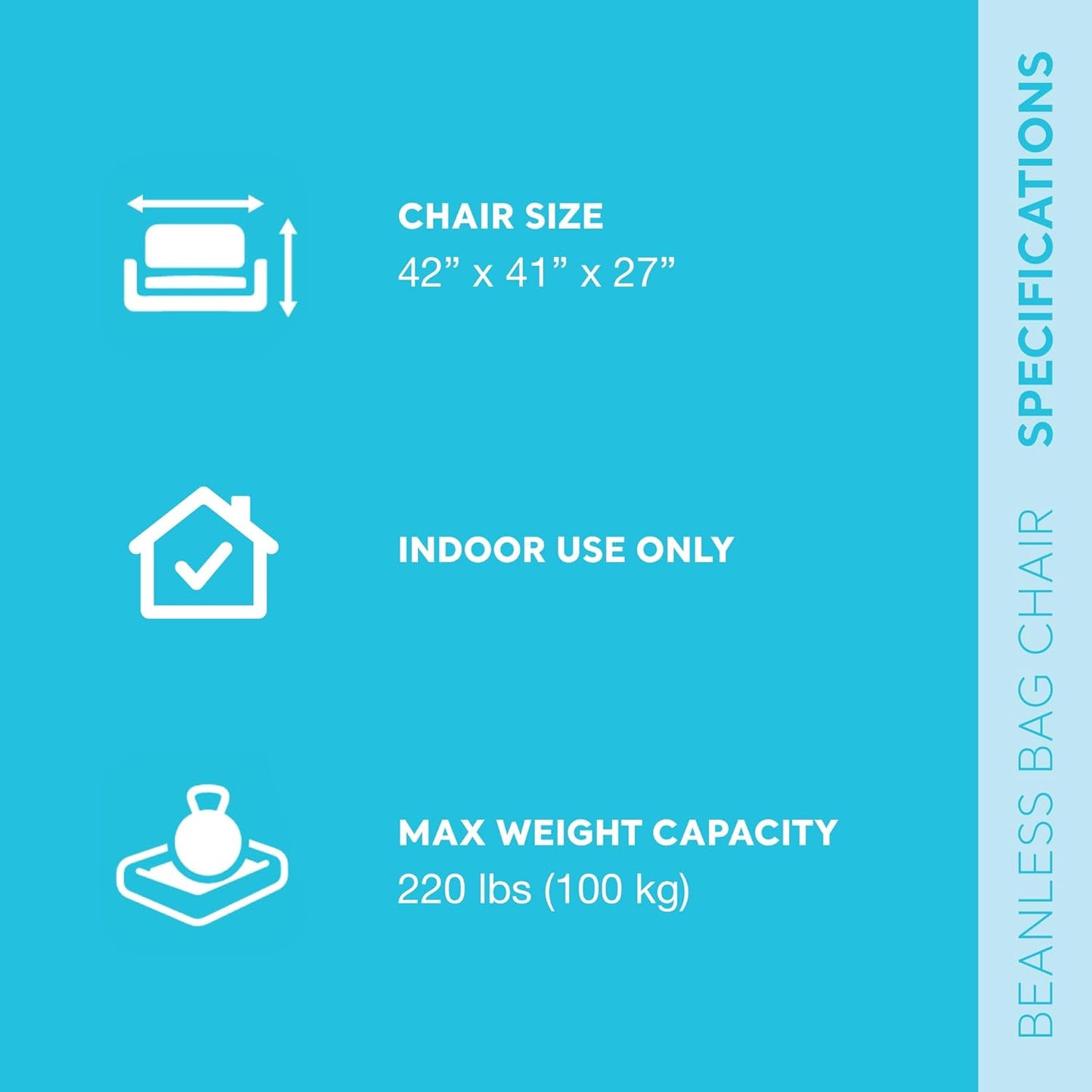Beanless Bag Inflatable Lounge Chair: Corduroy Textured Flocking – Durable Vinyl – Folds Compactly – 220lb Weight Capacity – 45" x 45" x 28"