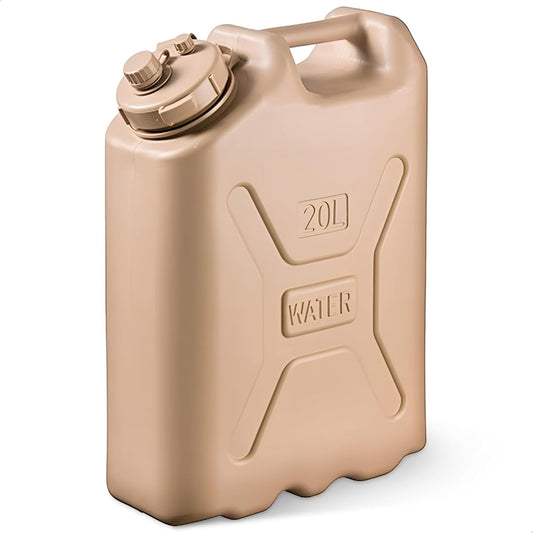 Durable 5 Gallon 20 Liter Portable Military Water Storage Container for Camping, Outdoors and Emergency Management