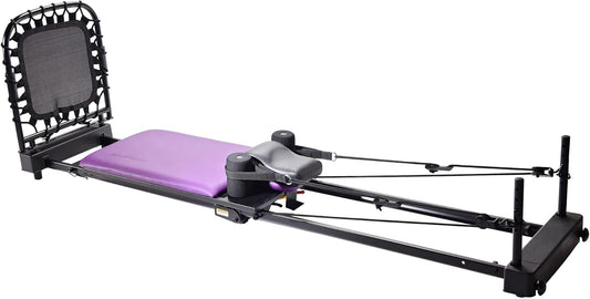 Pilates Home Gym Equipment with Cardio Rebounder, Padded Foot Bar, 4 Resistance Cords, and Workout DVDs