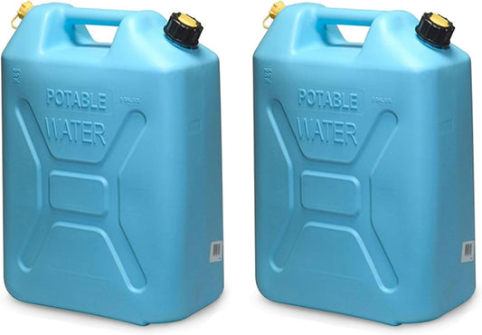 Portable Plastic Military Style Food Grade 5 Gal Water Jug Container with Reversible Spout for Camping & Emergency Storage, Blue