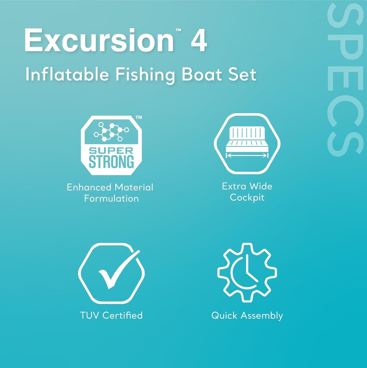 Inflatable Boat Set: Includes Deluxe 54in Boat Oars and High-Output Pump – Adjustable Seats with Backrest – Fishing Rod Holders – 4-Person – 1100lb Weight Capacity