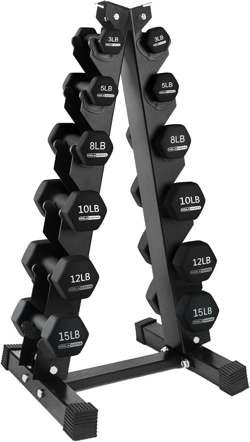2, 3, 5, 8, and 10 Pound Neoprene Dumbbell Free Hand Weight Set with Rack, Ideal for Home Exercises to Gain Tone and Definition, Pastel