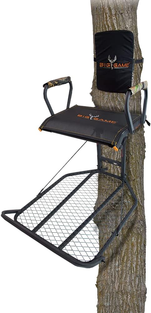 Hang-On Treestand, Lightweight Steel Construction w/Flip-Back Flex-Tek Seat, 300 lbs Weight Rating, 24"x30" Foot Platform