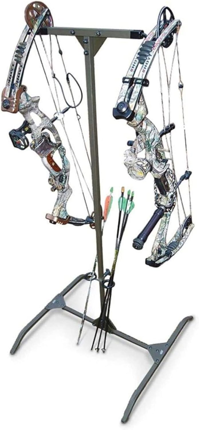 Reliable Stable Convenient Lightweight Durable Portable Dual-Sided Versatile Archery Hard Surface Bow Practice Hanger with Archer's Arrow Caddies Included