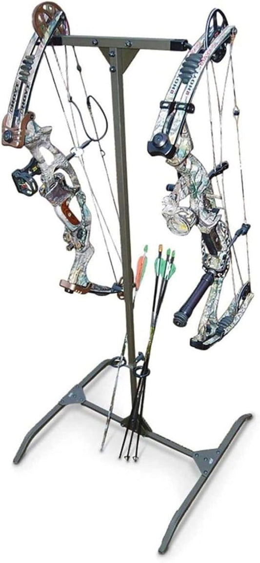 Reliable Stable Convenient Lightweight Durable Portable Dual-Sided Versatile Archery Hard Surface Bow Practice Hanger with Archer's Arrow Caddies Included