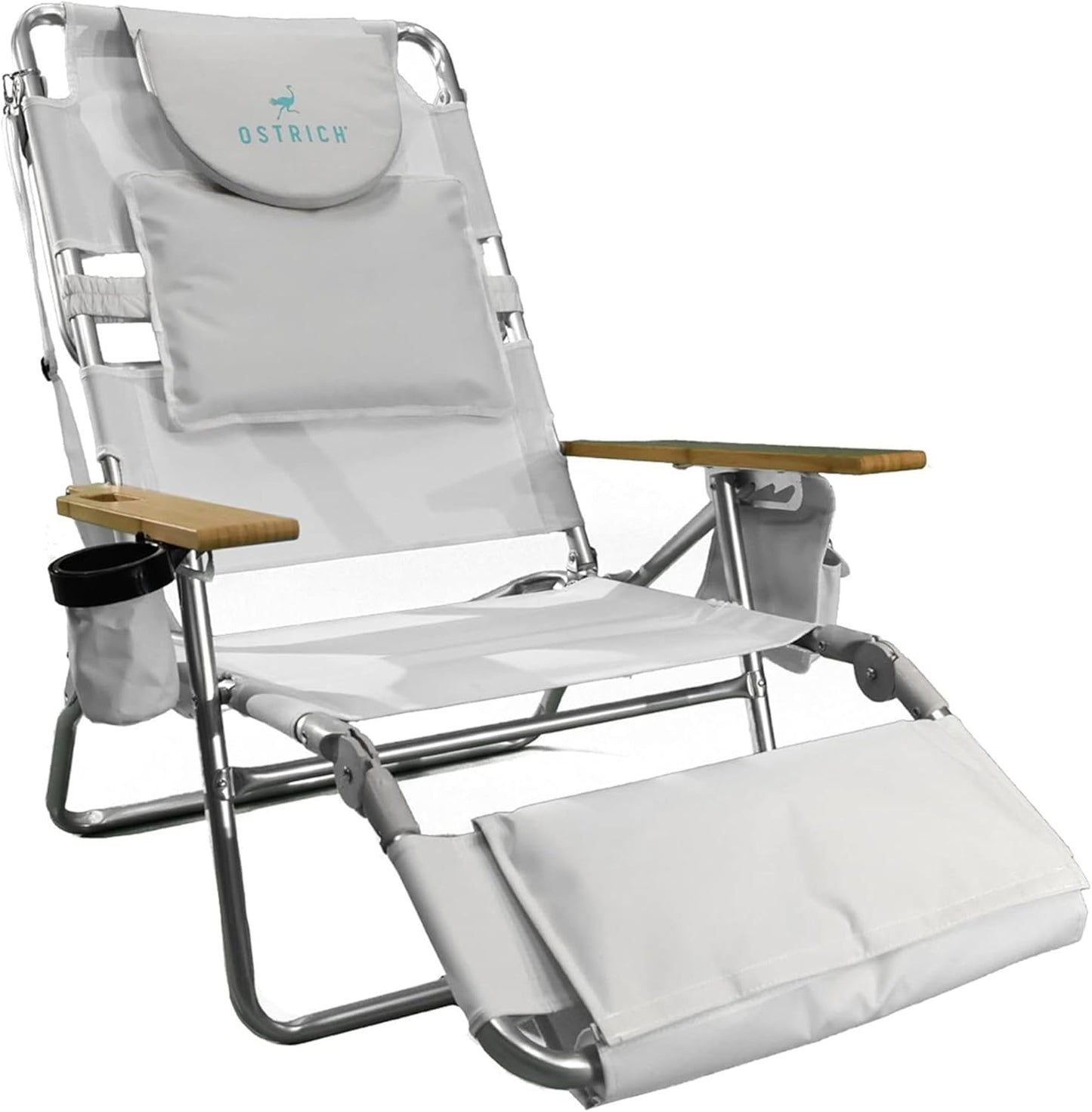 Lightweight Lawn Beach Reclining Lounge Chair with Footrest, Outdoor Furniture for Patio, Balcony, Backyard, or Porch, Blue Stripe