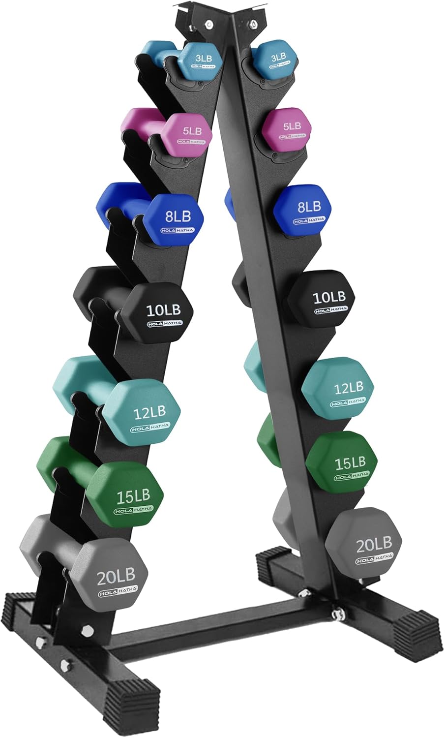 2, 3, 5, 8, and 10 Pound Neoprene Dumbbell Free Hand Weight Set with Rack, Ideal for Home Exercises to Gain Tone and Definition, Pastel