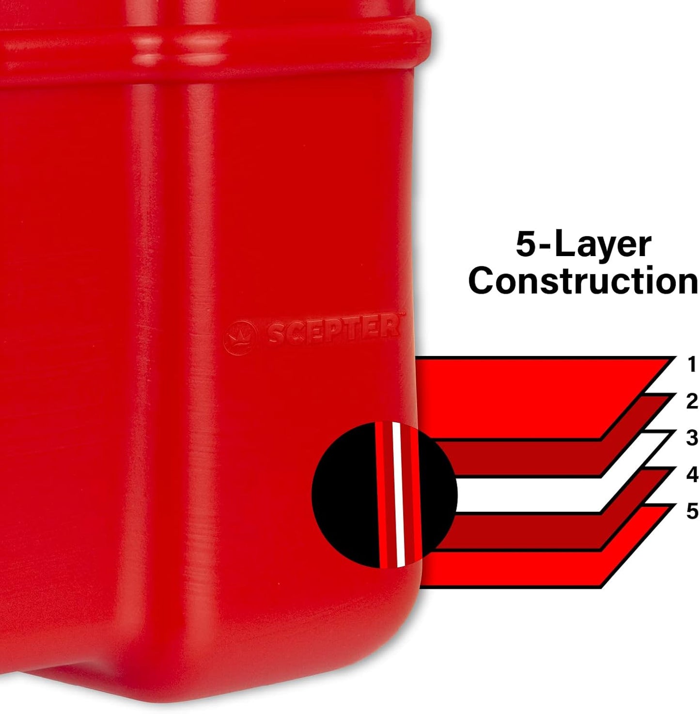 12 Gallon Portable Marine Gas Can, Large Capacity Boat Fuel Tank, 2-Way Vented Cap, Built-In Fuel Gauge & Pick-Up, Handles, EPA & CARB Compliant, Tall Profile, 22.9"L x 14.3"W x 13.9"H (08668)