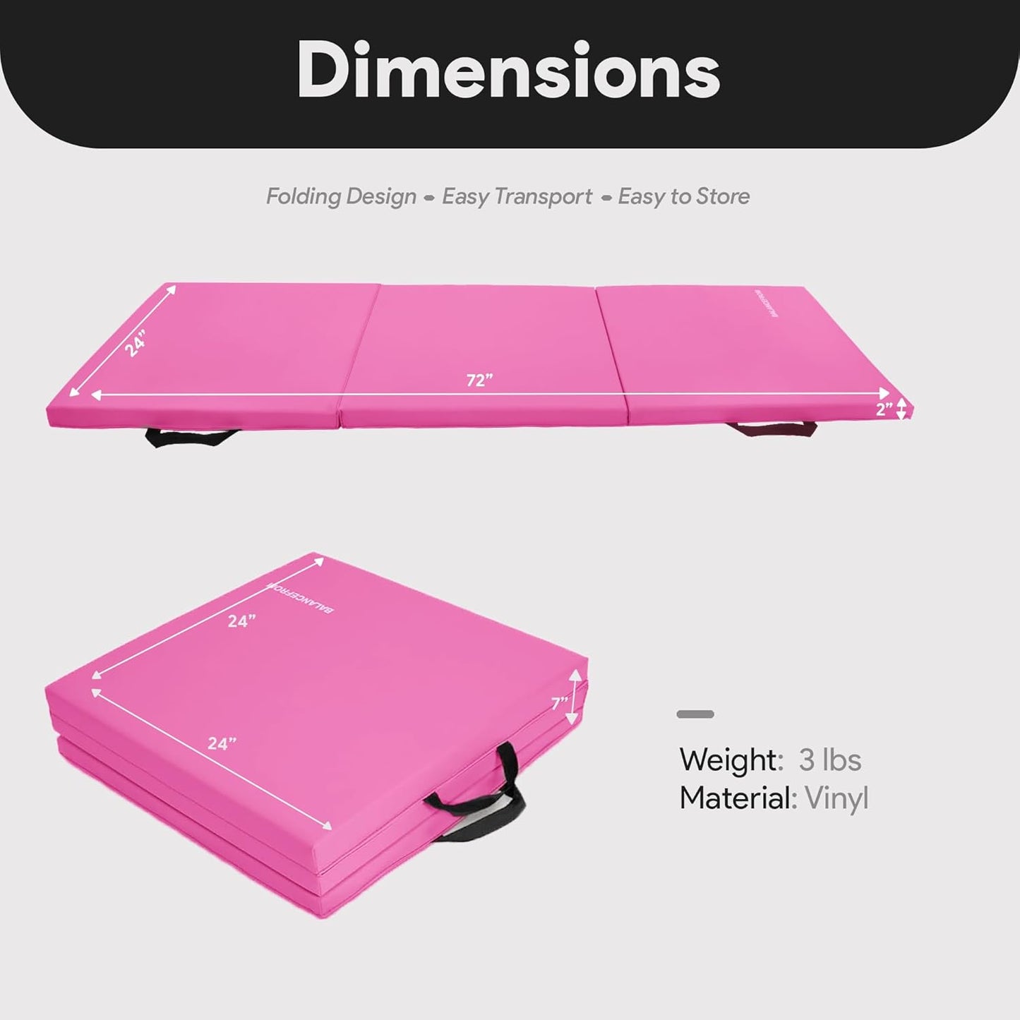 Folding Gymnastics Mat, Thick Home Gym Floor Yoga Equipment, Blue - Portable Exercise and Workout Pad for Pilates, Aerobics, and Martial Arts Fitness Training