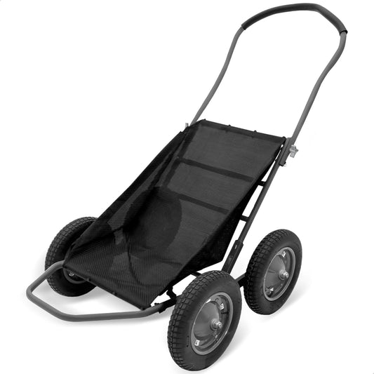 All-Terrain Multi-Use Deer Cart with Dual Pivoting Axles, 500 lb Capacity, Black - Hunting Hauler with Folding Frame and Versatile Sling for Easy Hauling of Game, Firewood & Bait