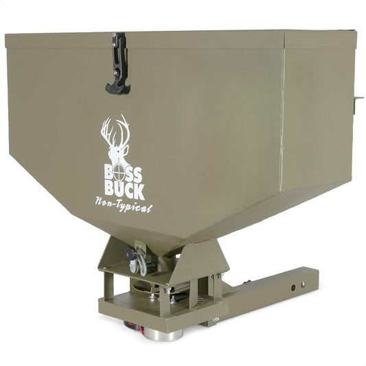 Seeder/Spreader w/ Wireless Control & Adjustable Flow, 80 lb Capacity - Lawn, Garden & Farming Equipment w/ 2-inch Receiver Hitch, Spreads Feed, Seed, Salt & Fertilizer