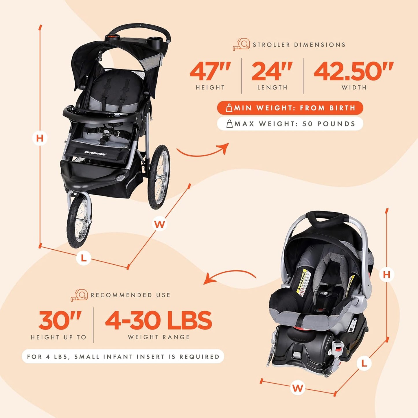 Jogger Travel System with EZ Flex-Loc® Infant Car Seat, Millenium White