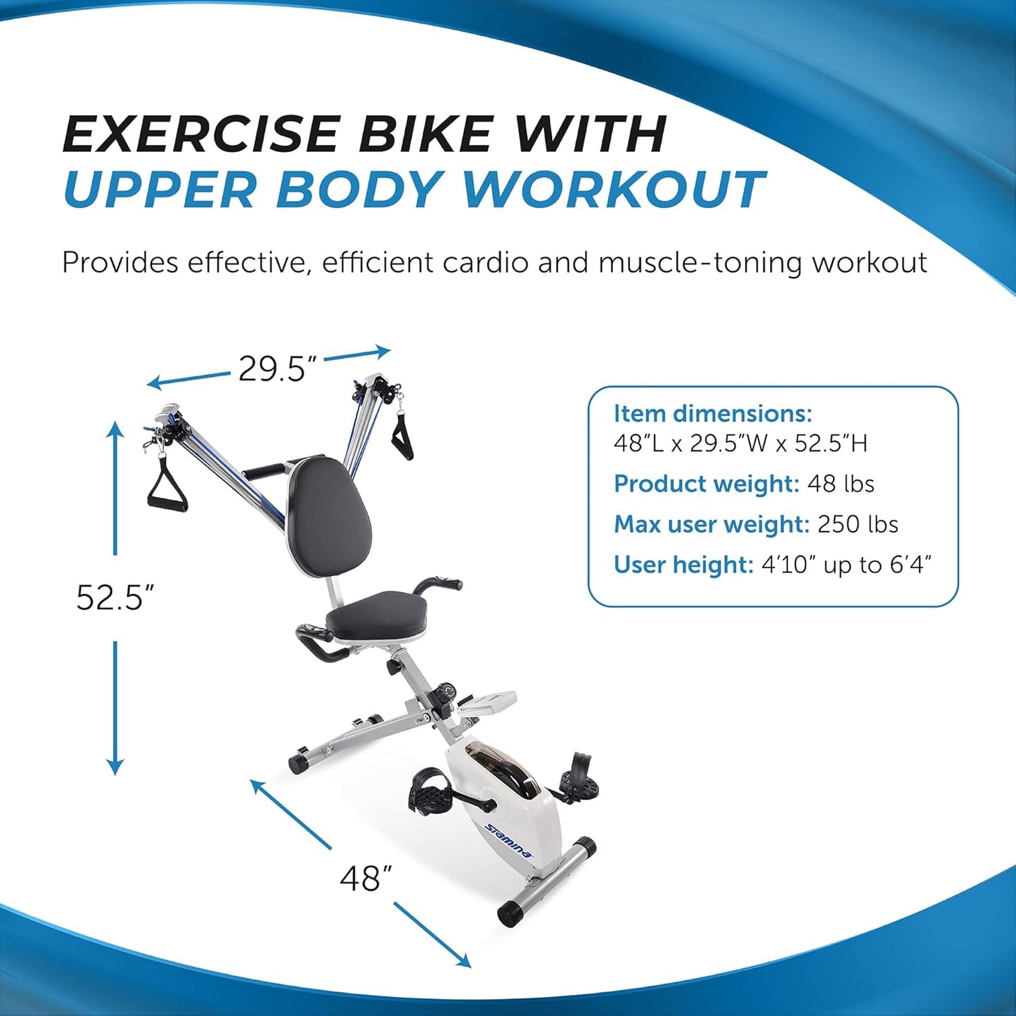Foldable Exercise Bike and Strength System With Smart Workout App and 250 Pound Weight Capacity for Home Workout, Gray