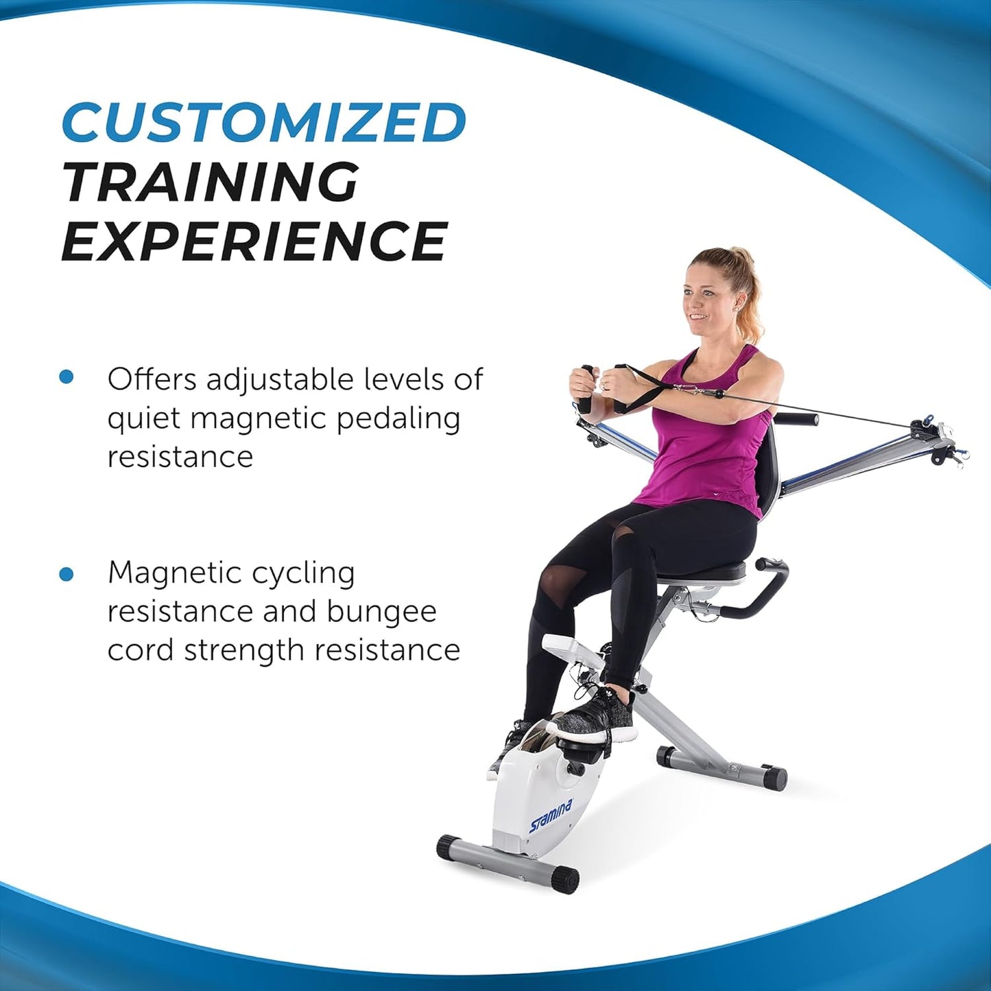 Foldable Exercise Bike and Strength System With Smart Workout App and 250 Pound Weight Capacity for Home Workout, Gray