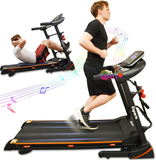 Foldable 16.5 Inch Cardio Fitness Portable Treadmill with Bluetooth Connectivity, LCD Display, and Tracking Apps for Home Gym Equipment, Black