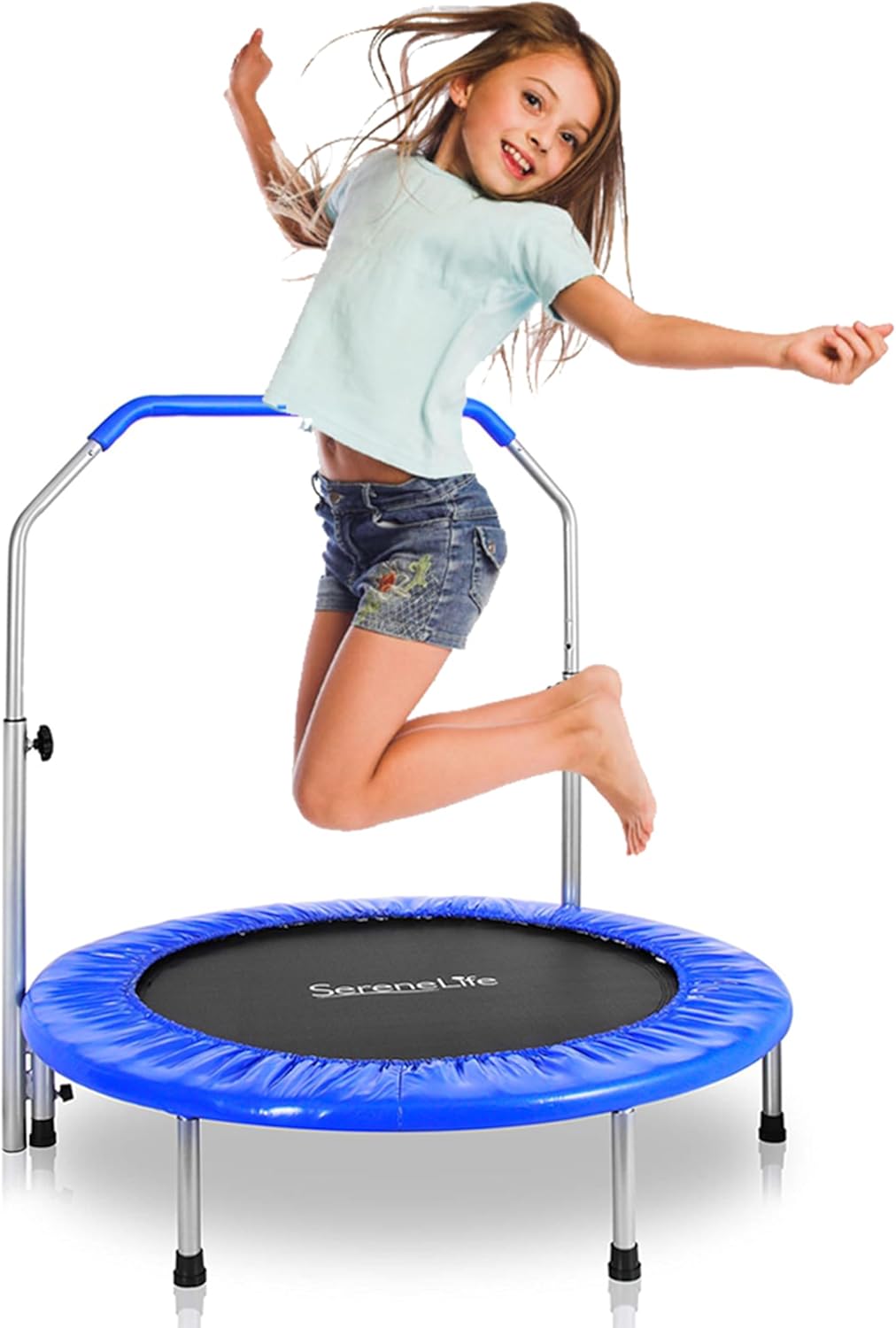 36/40" Foldable Mini Trampoline - Compact Fitness Trampoline for Kids Adults, Exercise Rebounder with Foam Handle, Indoor/Garden Workout Equipment, Max Load 150/220 lbs