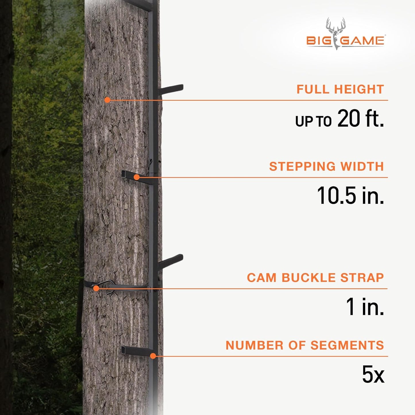 Big Game Quick-Stick Whitetail Deer Elk Mule Above Hunting Outdoors Slip Resistant Ladder Style Sections Climbing System