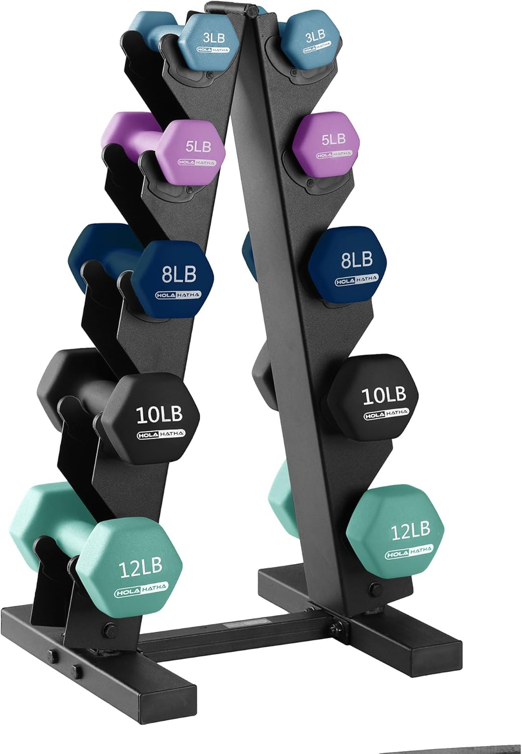 2, 3, 5, 8, and 10 Pound Neoprene Dumbbell Free Hand Weight Set with Rack, Ideal for Home Exercises to Gain Tone and Definition, Pastel