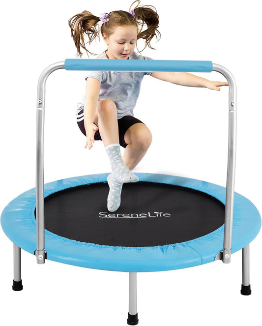 36/40" Foldable Mini Trampoline - Compact Fitness Trampoline for Kids Adults, Exercise Rebounder with Foam Handle, Indoor/Garden Workout Equipment, Max Load 150/220 lbs