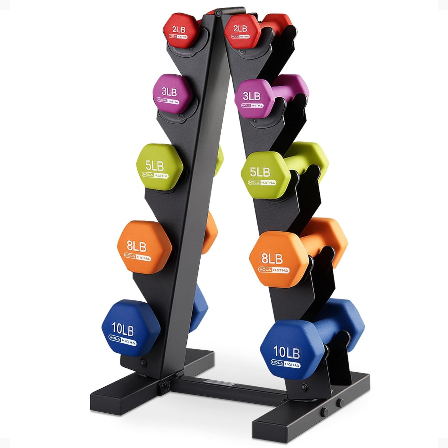 2, 3, 5, 8, and 10 Pound Neoprene Dumbbell Free Hand Weight Set with Rack, Ideal for Home Exercises to Gain Tone and Definition, Pastel