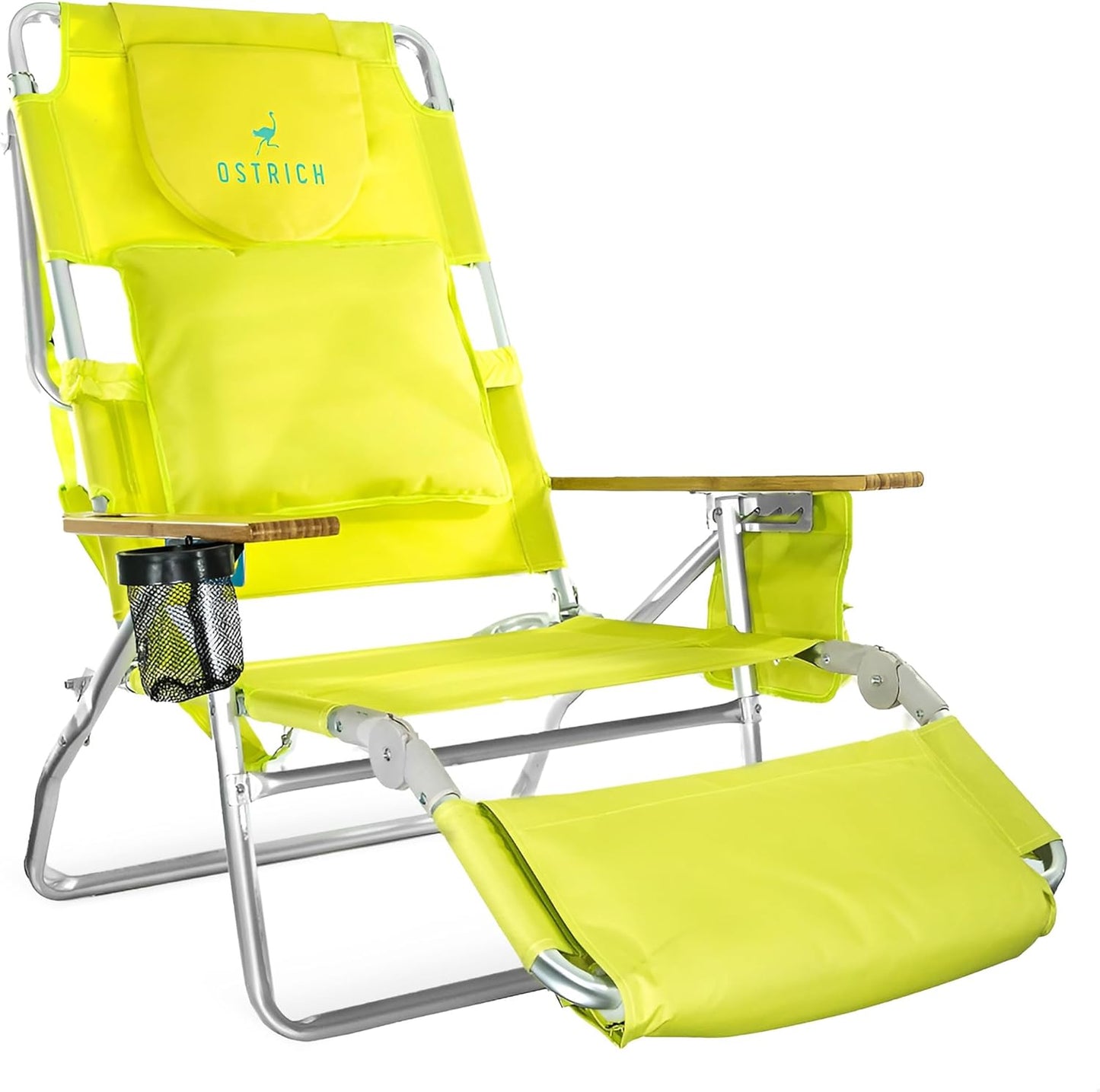 Lightweight Lawn Beach Reclining Lounge Chair with Footrest, Outdoor Furniture for Patio, Balcony, Backyard, or Porch, Blue Stripe