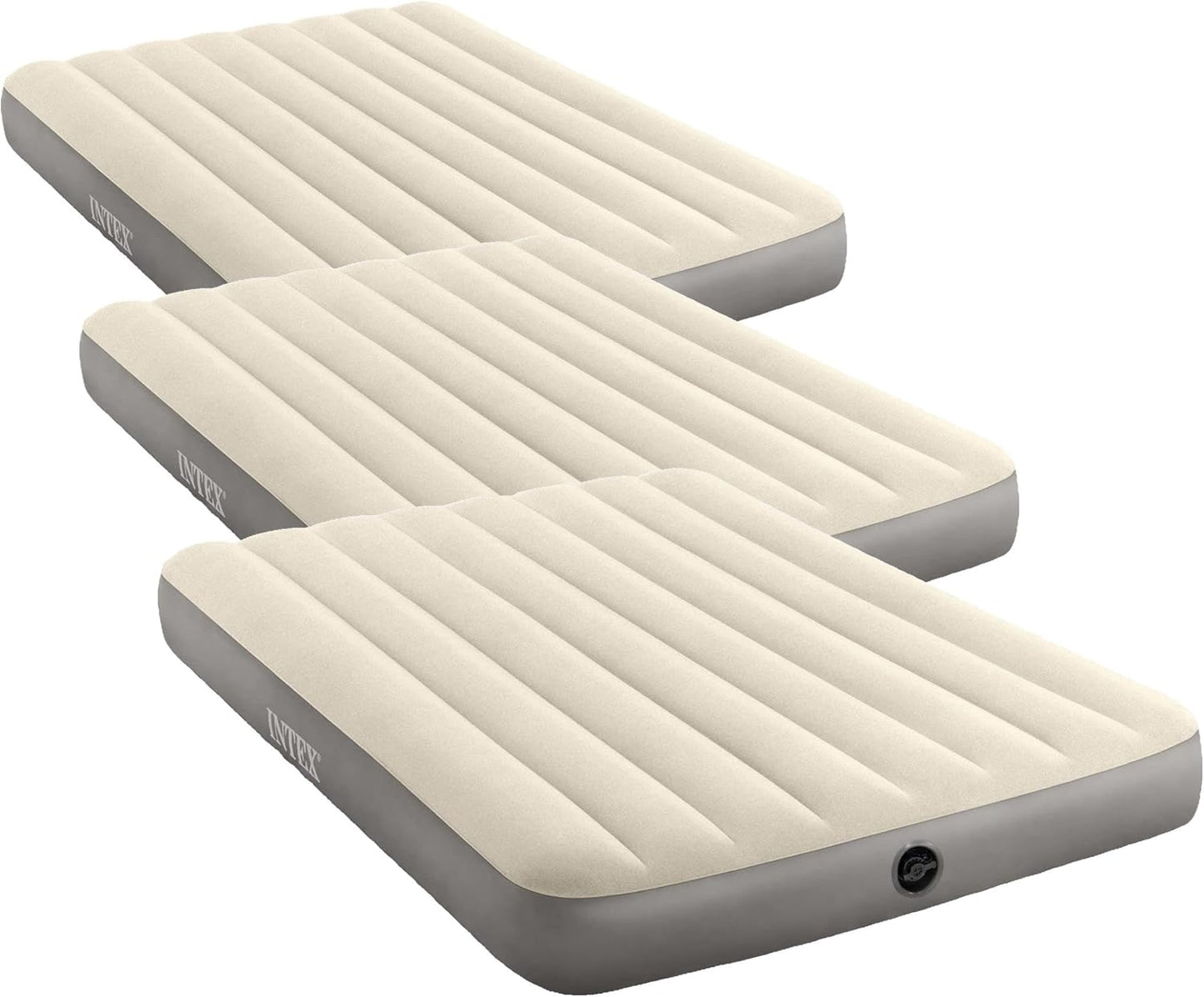 Intex 64101E Dura-Beam Standard Single-High Air Mattress: Fiber-Tech – Twin Size – 10in Bed Height – 300lb Weight Capacity – Pump Sold Separately