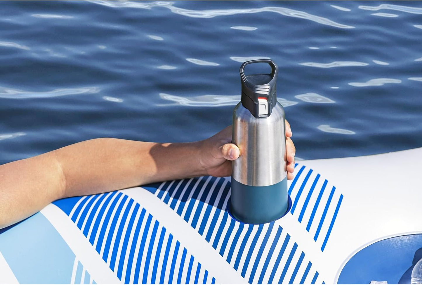 4-Person Inflatable Rapid River Floating Tube with Cup Holders & Handles