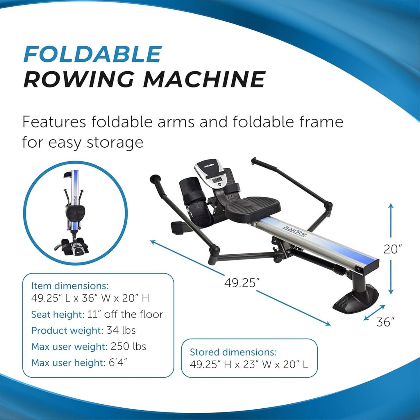 BodyTrac Glider Exercise Rowing Machine