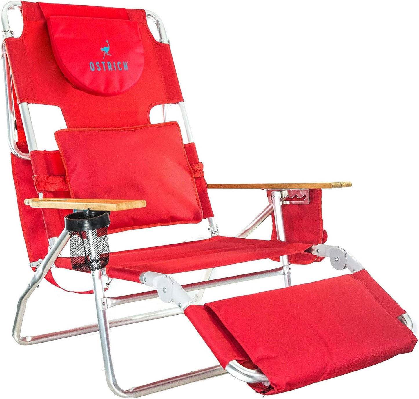 Lightweight Lawn Beach Reclining Lounge Chair with Footrest, Outdoor Furniture for Patio, Balcony, Backyard, or Porch, Blue Stripe